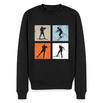 Biathlon Vintage Wintersport - Männer Premium Bio Pullover - Schwarz - Vorne - Nico (187cm)