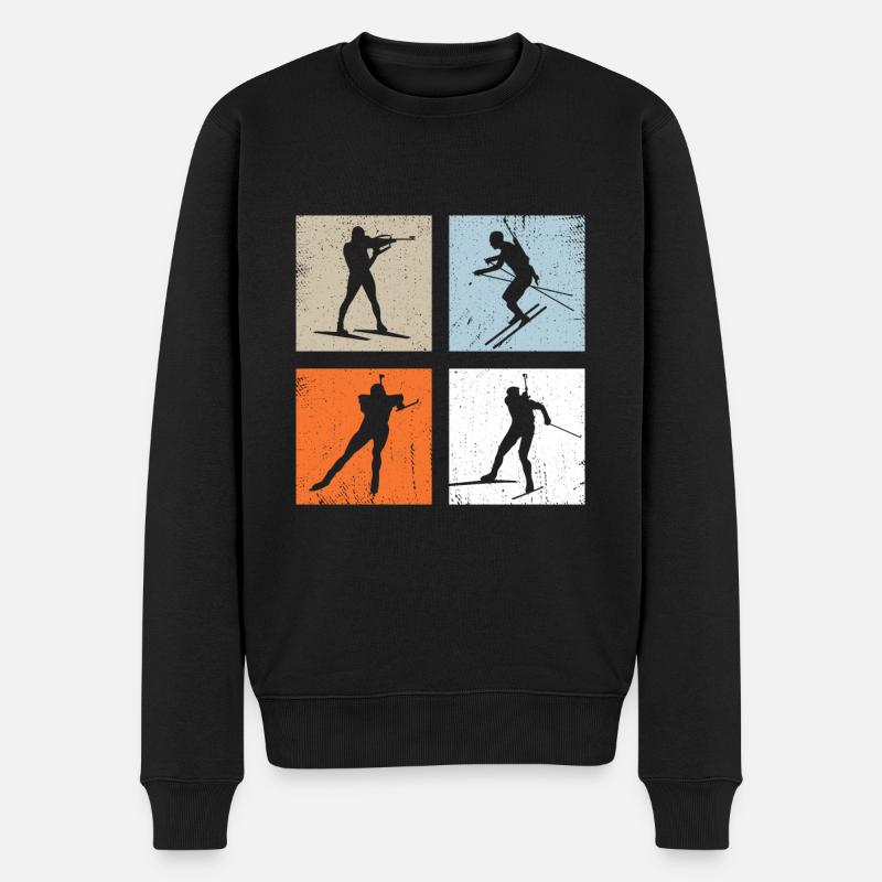 Biathlon Vintage Wintersport - Männer Premium Bio Pullover - Schwarz