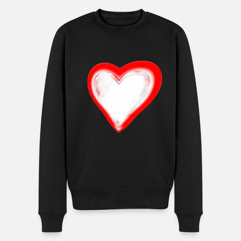 Herz rot weiß Geschenkidee Verliebt Liebe - Männer Premium Bio Pullover - Schwarz
