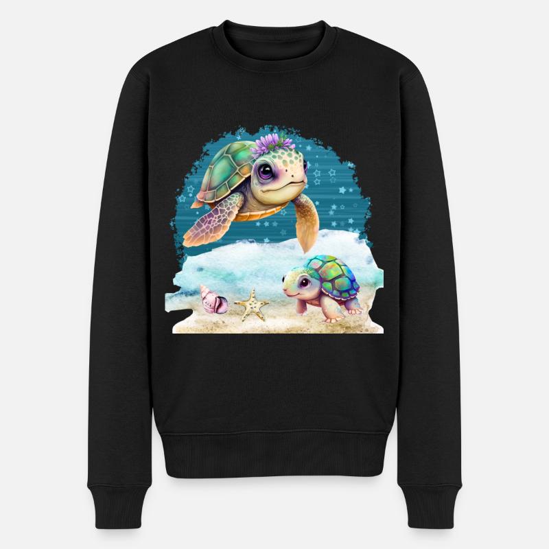 Meeresschildkrötendesign - Männer Premium Bio Pullover - Schwarz