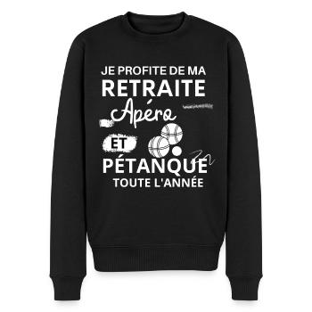 Retraite , pétanque humour - Pull Premium bio Homme - noir - Devant - Nico (187cm)