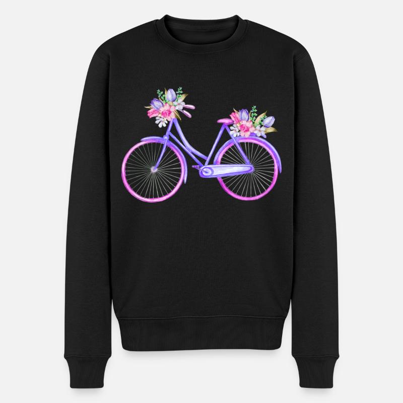 Bicycle with Flowers Fahrrad mit Blumen - Männer Premium Bio Pullover - Schwarz