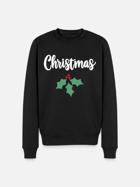 Weihnachts-Stechpalme - Männer Premium Bio Pullover - Schwarz