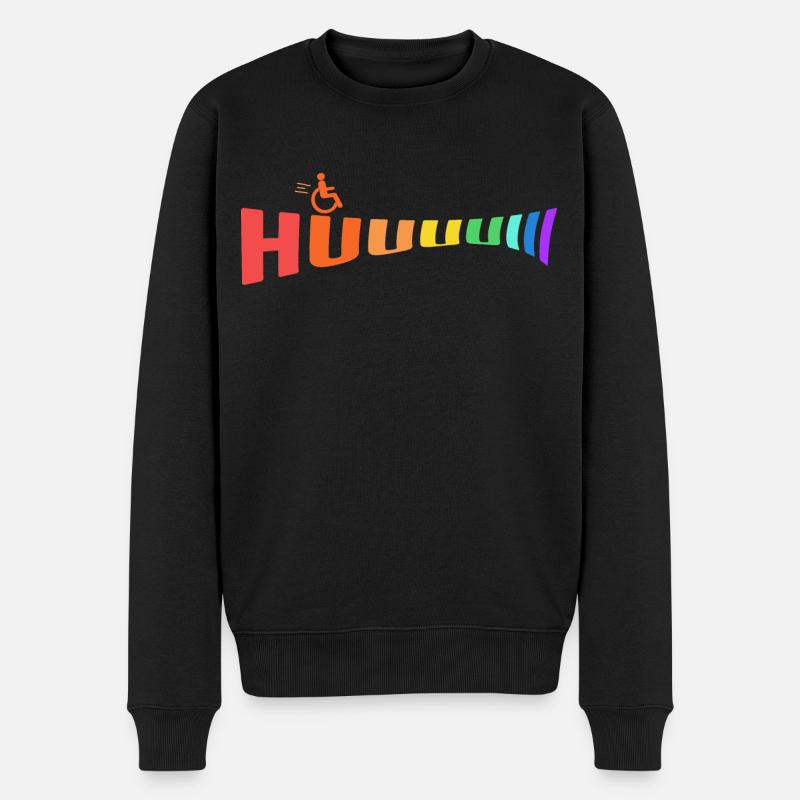 rollstuhlfahrer spruch driving rollstuhl hui bunt - Männer Premium Bio Pullover - Schwarz