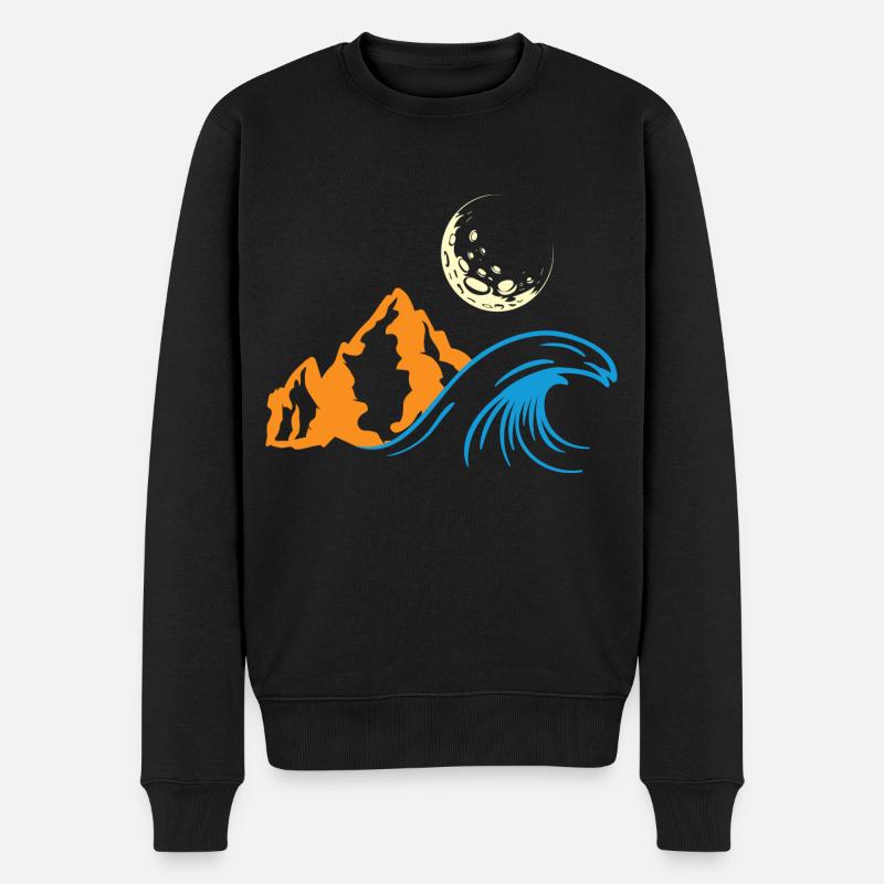 Berg, Mond, Meer - Männer Premium Bio Pullover - Schwarz