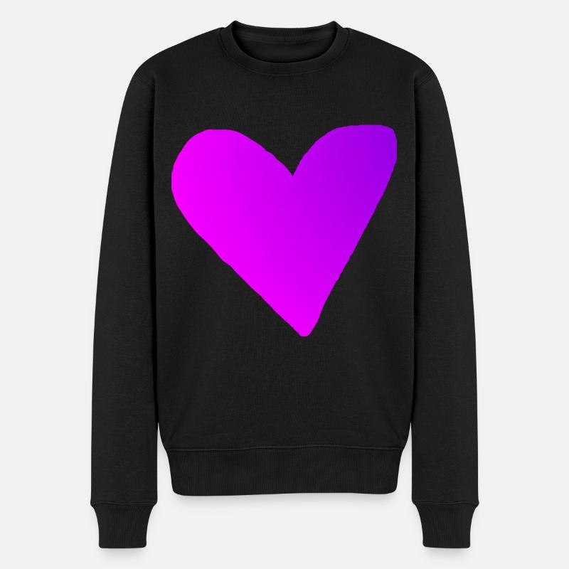Herz rosa pink lila Geschenkidee - Männer Premium Bio Pullover - Schwarz