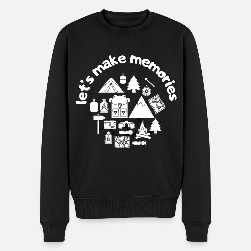 Zelten | let’s make memories - Männer Premium Bio Pullover - Schwarz