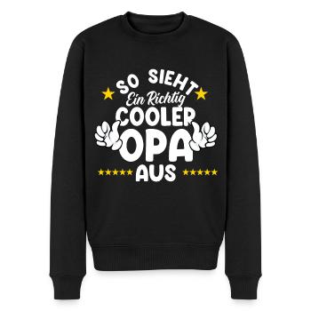 So Sieht Ein Richtig Cooler Opa Aus - Männer Premium Bio Pullover - Schwarz - Vorne - Nico (187cm)