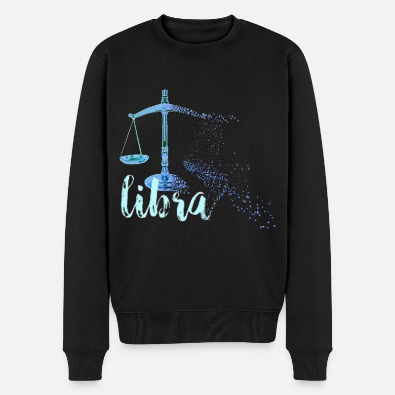 Sternzeichen WAAGE Horoskop - Männer Premium Bio Pullover - Schwarz