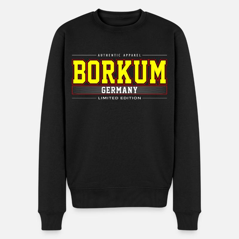 Borkum - Männer Premium Bio Pullover - Schwarz