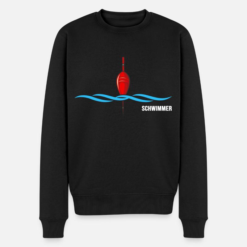 Schwimmer schwimmt im Wasser "Schwimmtrainer Boje" - Männer Premium Bio Pullover - Schwarz