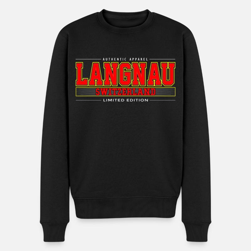 Langnau - Männer Premium Bio Pullover - Schwarz