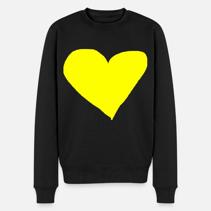 Herz gelb Geschenkidee - Männer Premium Bio Pullover - Schwarz