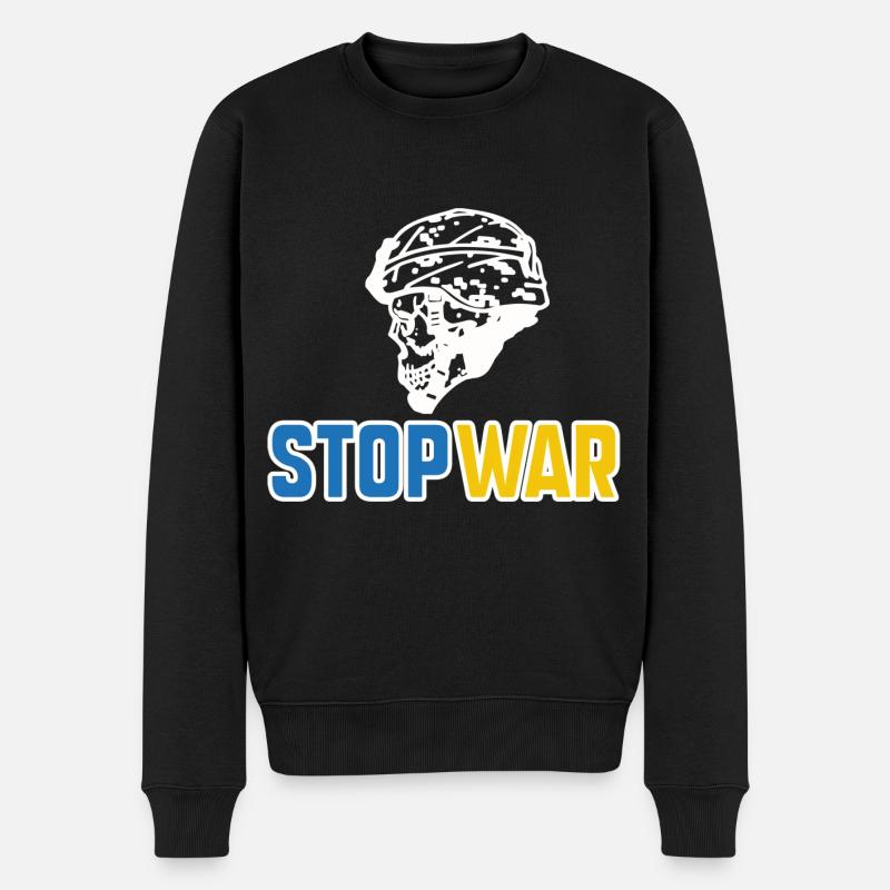 Stoppt den Krieg - Männer Premium Bio Pullover - Schwarz