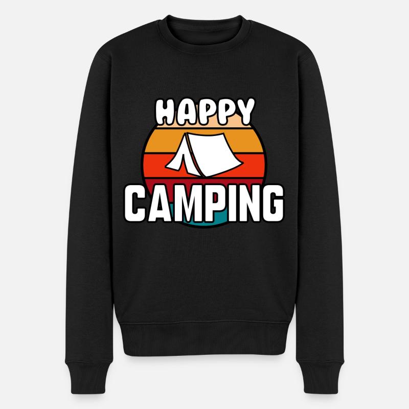 Viel Spaß beim Campen - Männer Premium Bio Pullover - Schwarz