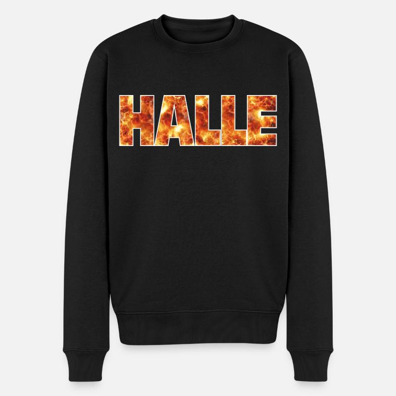 Halle - Männer Premium Bio Pullover - Schwarz