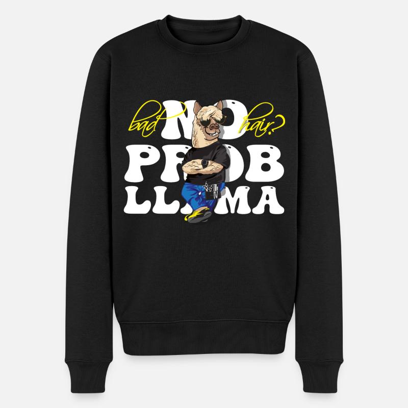 Bad Hair No Prob Llama Lama Alpaka - Männer Premium Bio Pullover - Schwarz