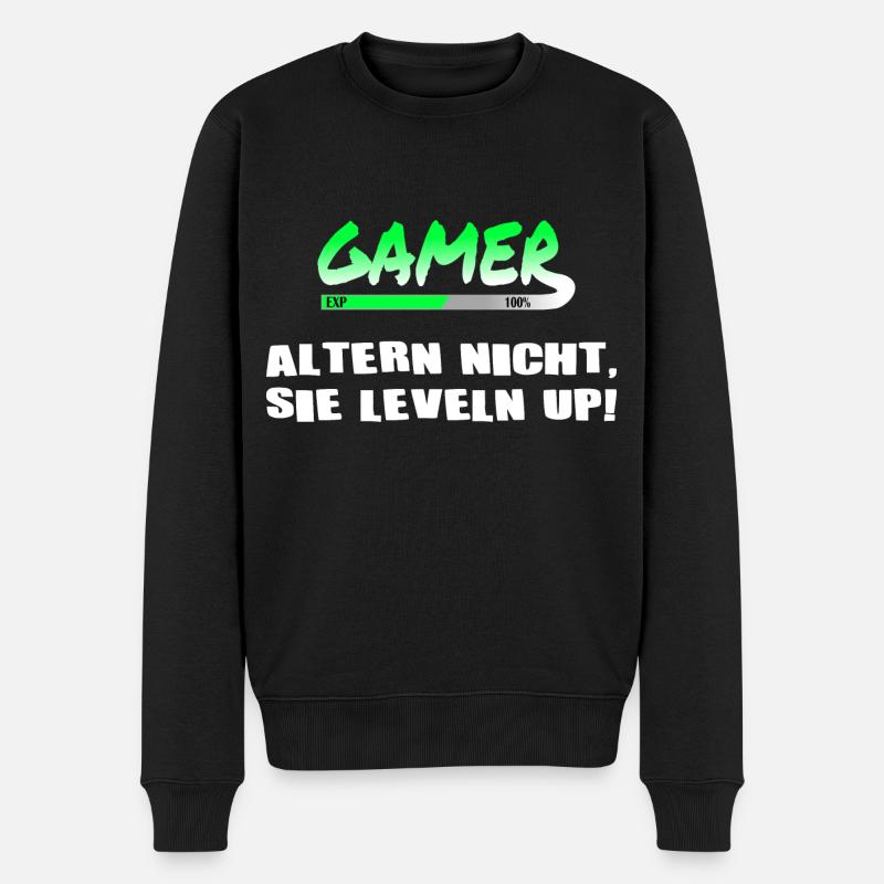 GAMER alter nicht sie leveln up - Männer Premium Bio Pullover - Schwarz