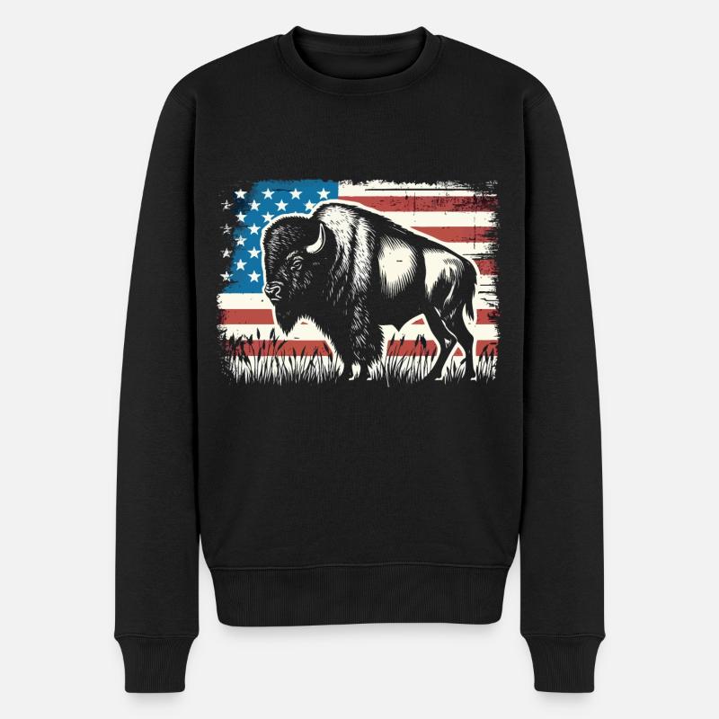American Bison - Männer Premium Bio Pullover - Schwarz