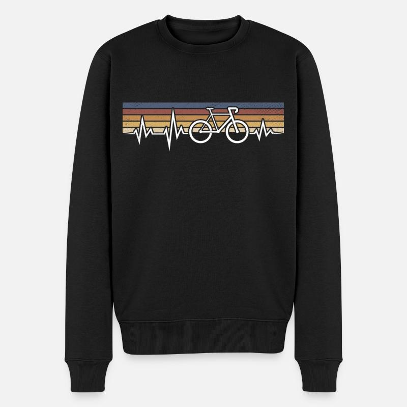 RETRO HERZSCHLAG RADFAHRER RENNRAD RADFAHREN - Männer Premium Bio Pullover - Schwarz