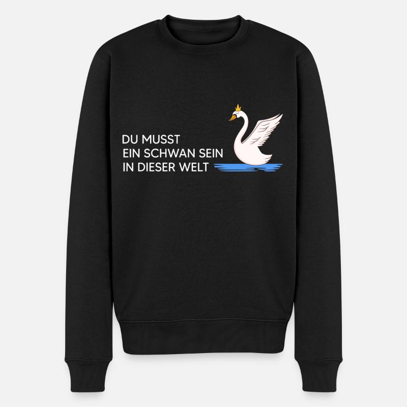 Schwan "Schwan sein" Naturmotto Vogelfrei Schwäne - Männer Premium Bio Pullover - Schwarz
