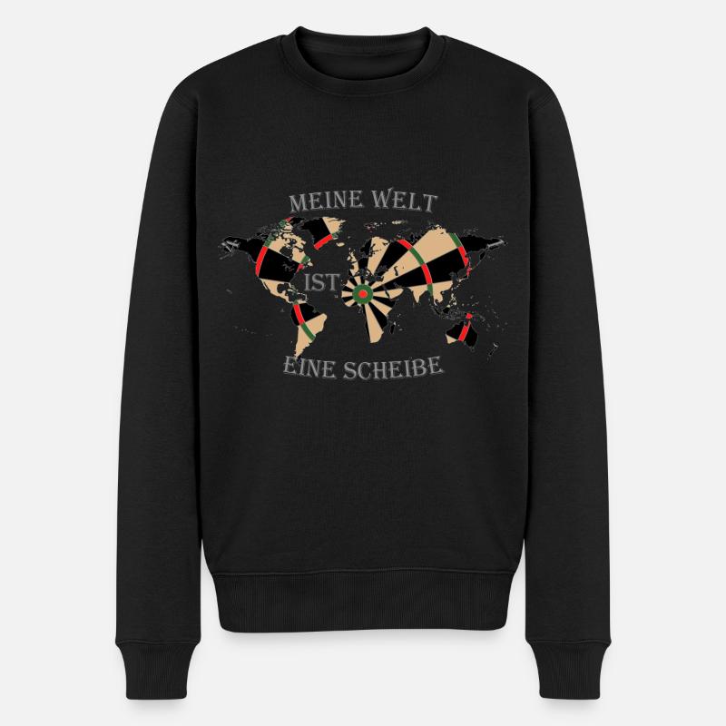 Meine Welt ist eine Scheibe Dart spielen; darten - Männer Premium Bio Pullover - Schwarz