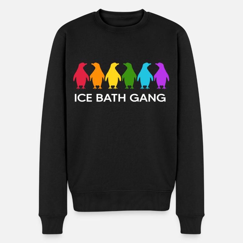 Eisbader Winterschwimmer Pinguin Eisloch Eisbad - Männer Premium Bio Pullover - Schwarz