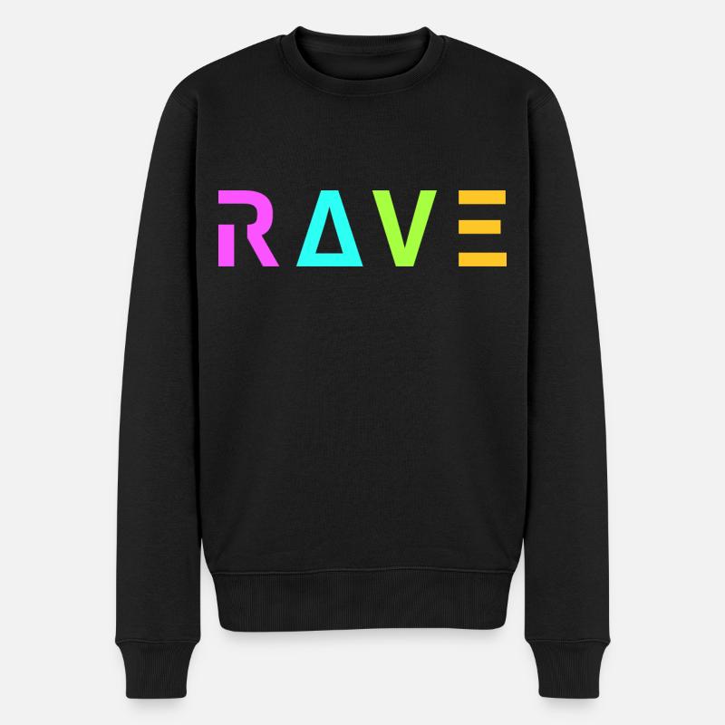 Techno Rave Festival Electro Musik Raver - Männer Premium Bio Pullover - Schwarz