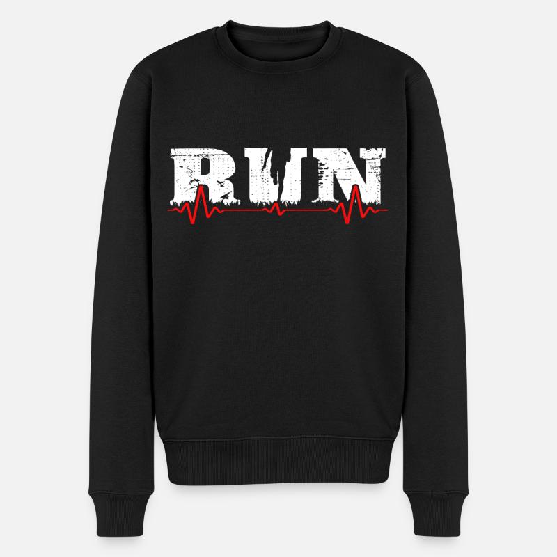 Marathon Läufer läuft Laufschuhe crosslauf RUN - Männer Premium Bio Pullover - Schwarz