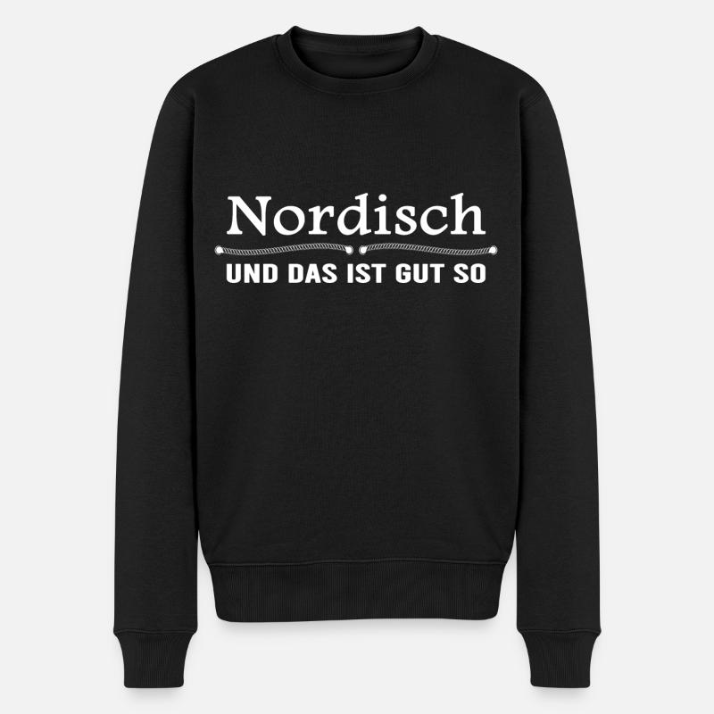 Küste nordisch Fischkopf Seebär Küstenkind - Männer Premium Bio Pullover - Schwarz