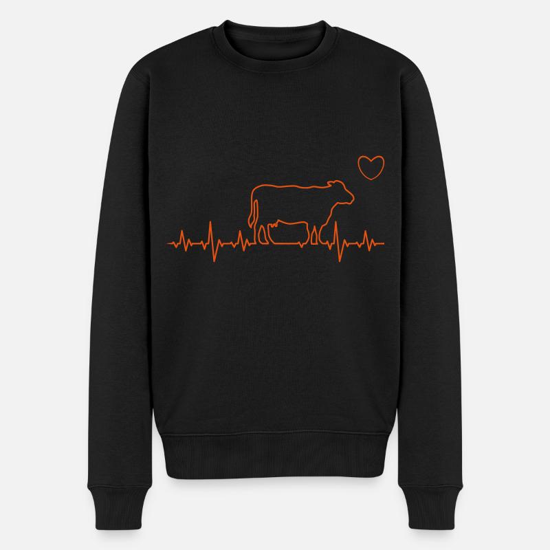 Kuh - Männer Premium Bio Pullover - Schwarz