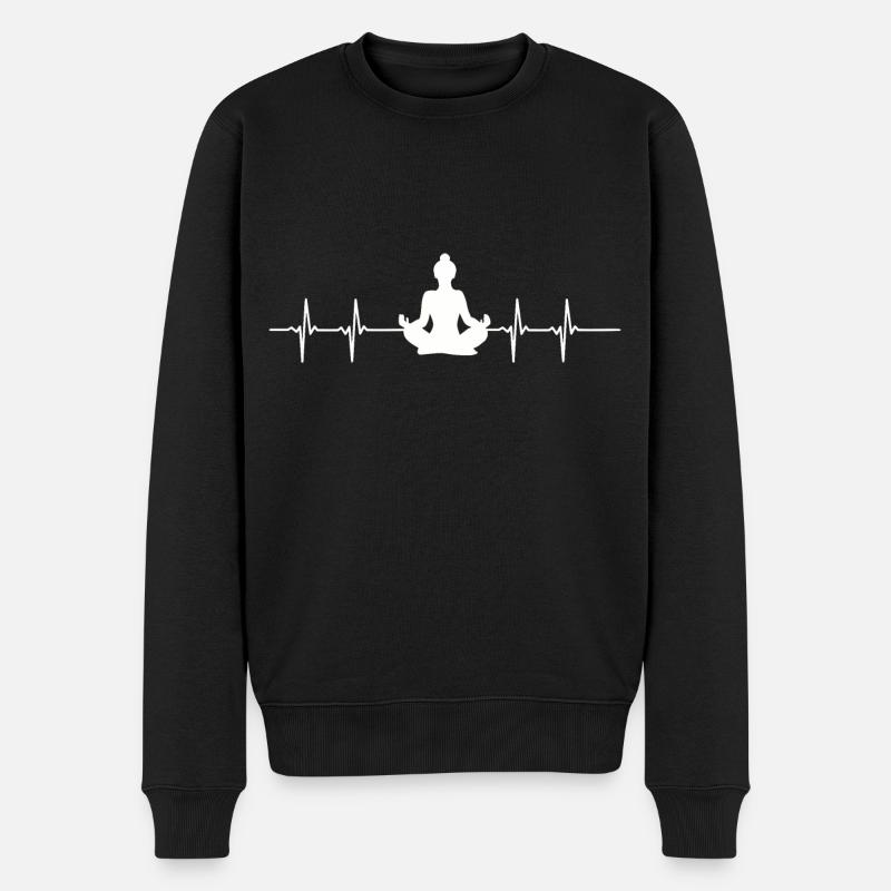 Pulsschlag Meditieren - Männer Premium Bio Pullover - Schwarz