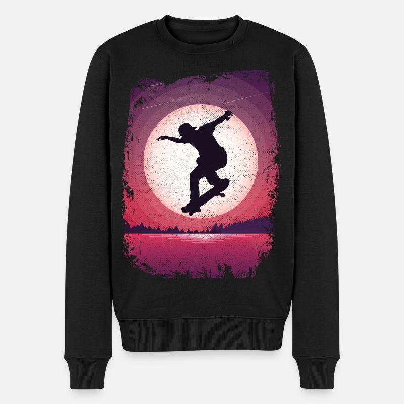 SK8R | | lune | de skateboard Patinage - Pull Premium bio Homme - noir