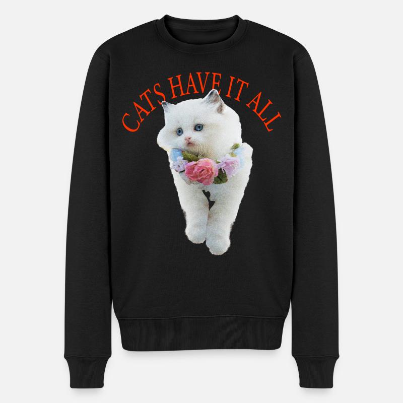 Sassy Katze - Männer Premium Bio Pullover - Schwarz