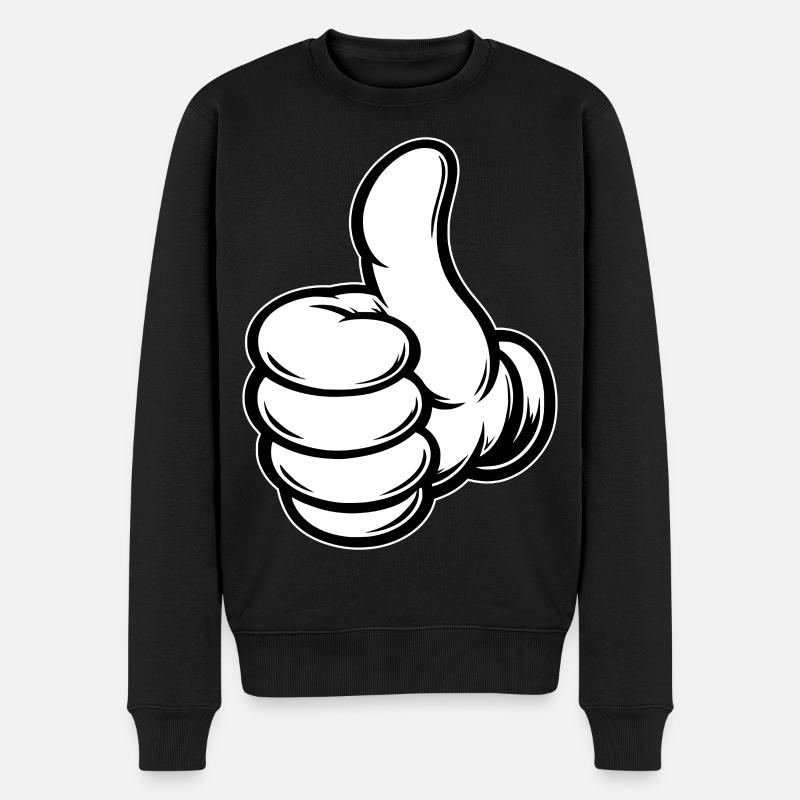 OK Comic Daumenhoch Handsymbol  - Männer Premium Bio Pullover - Schwarz