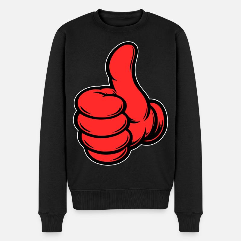 OK Comic Daumenhoch Handsymbol rot - Männer Premium Bio Pullover - Schwarz