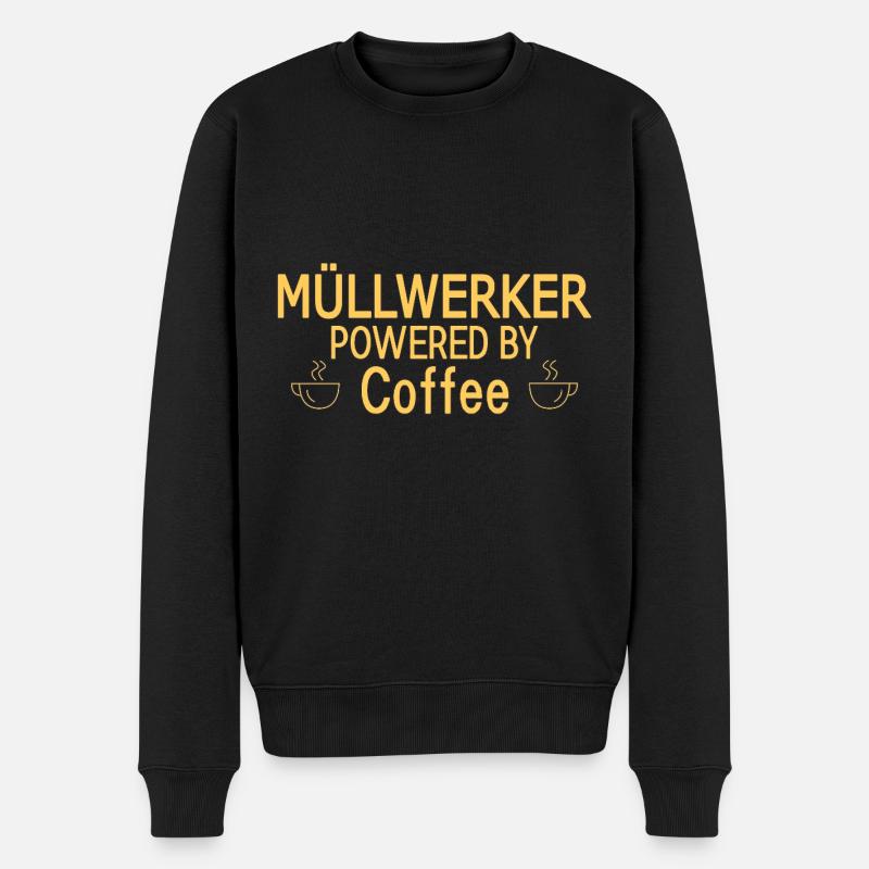 Müllwerker Powered By Coffee - Männer Premium Bio Pullover - Schwarz