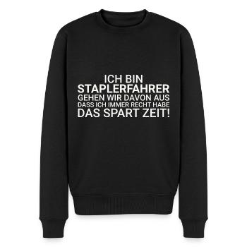 Staplerfahrer Zeit Sparen Gabelstaplerfahrer - Männer Premium Bio Pullover - Schwarz - Vorne - Nico (187cm)