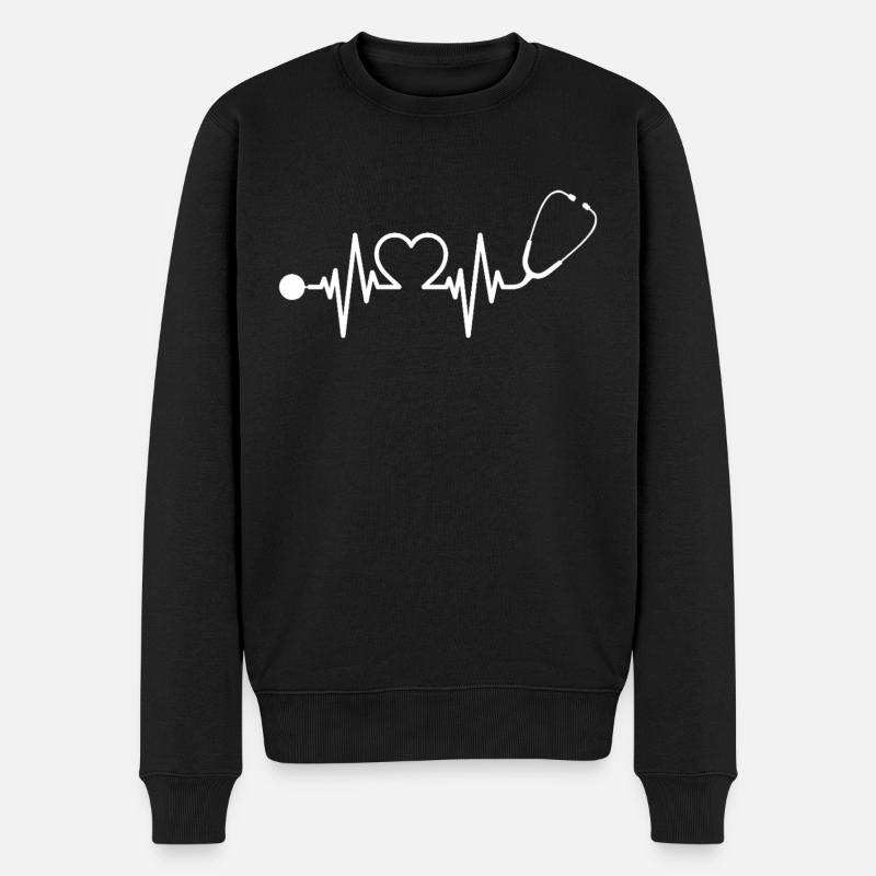 Infirmière Docteur heartbeat stéthoscope - Pull Premium bio Homme - noir