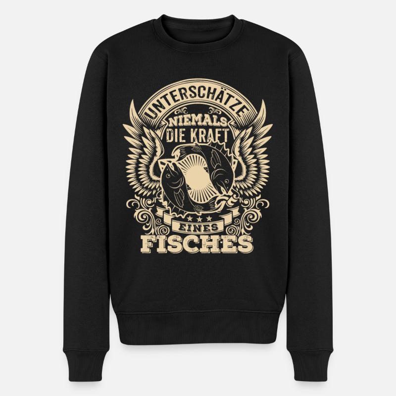 Fisch - Sternzeichen - Unterschätze niemals - Männer Premium Bio Pullover - Schwarz