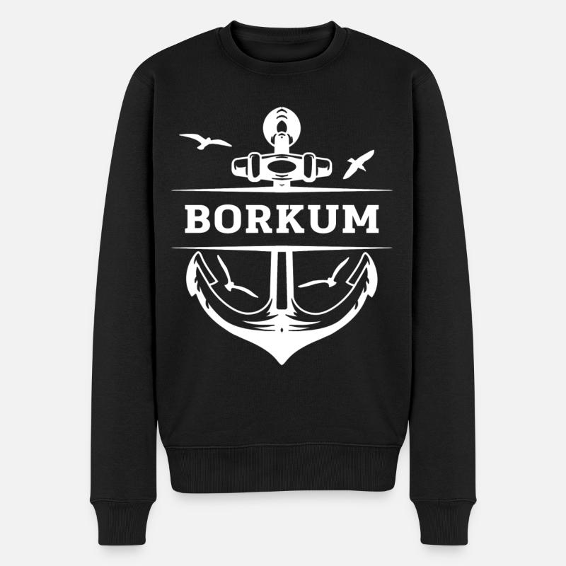 Borkum - Männer Premium Bio Pullover - Schwarz