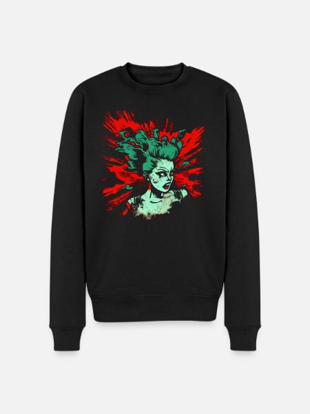 Cool Psychobilly Comic Design - Green Woman - Men's Premium Organic Jumper - black