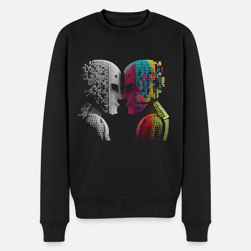 Küssende Menschen Dot Art - Love is Love - Männer Premium Bio Pullover - Schwarz
