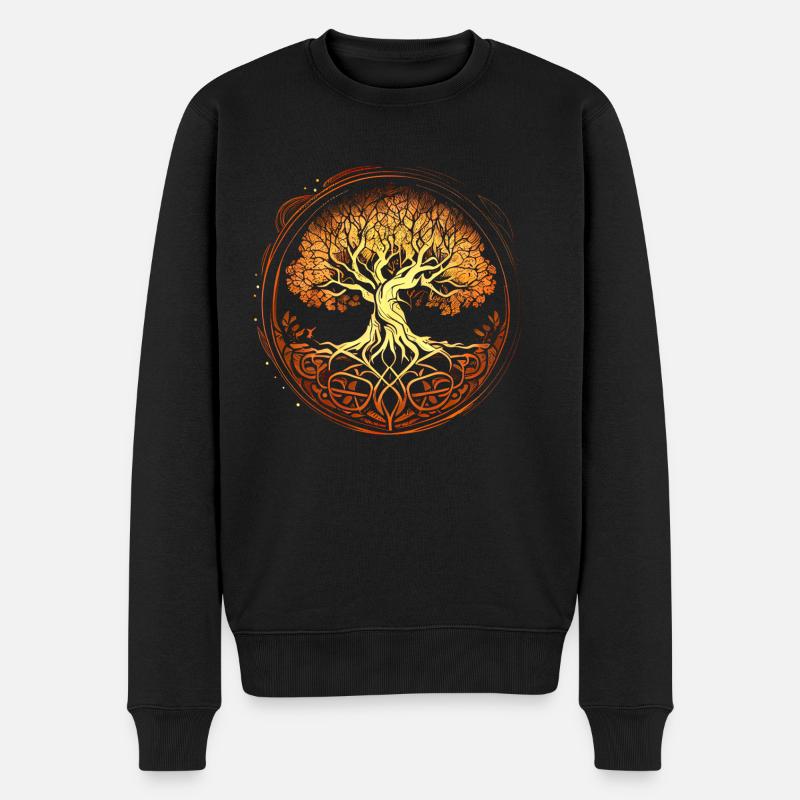 Mythischer Yggdrasil der Weltenbaum golden - Männer Premium Bio Pullover - Schwarz