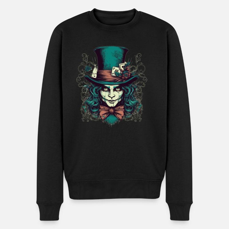 Chapelier effrayant aux cheveux verts - Pull Premium bio Homme - noir