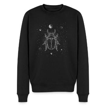 Kaefer im Weltall - Minimalistische Liniengrafik - Männer Premium Bio Pullover - Schwarz - Vorne - Nico (187cm)