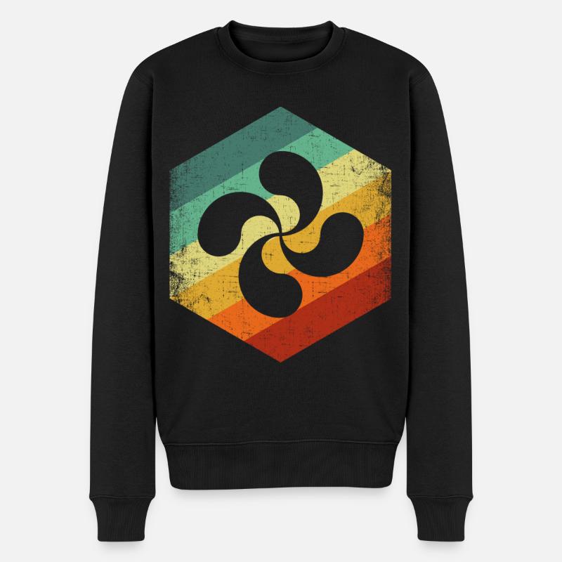 Lauburu Retro, Euskal spain basque - Pull Premium bio Homme - noir