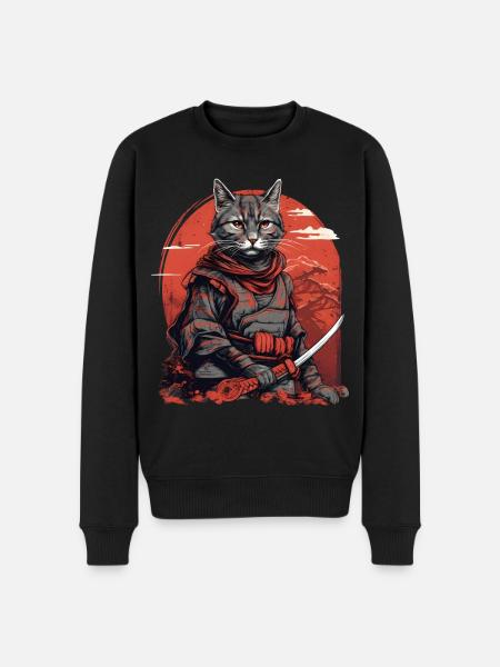 Samurai Cat Japan - Men's Premium Organic Jumper - black