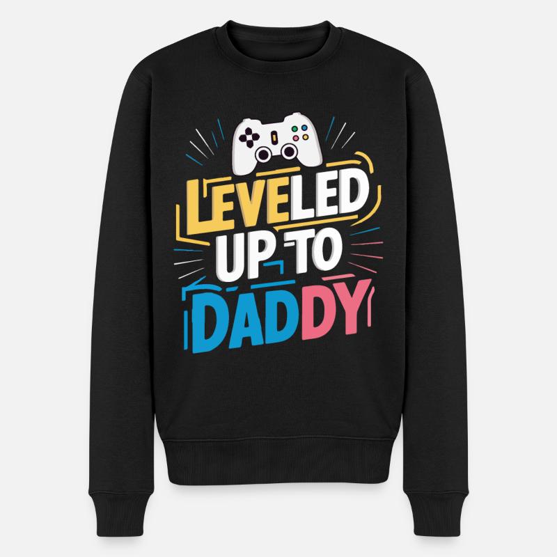Aufgestuft auf Papa - Männer Premium Bio Pullover - Schwarz