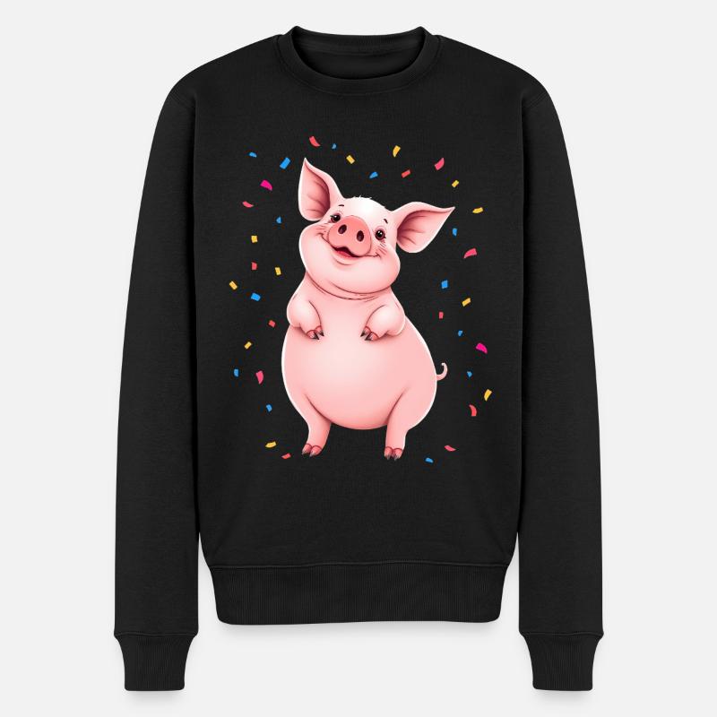 Konfetti Karneval Silvester Geburtstag Party Sau - Männer Premium Bio Pullover - Schwarz
